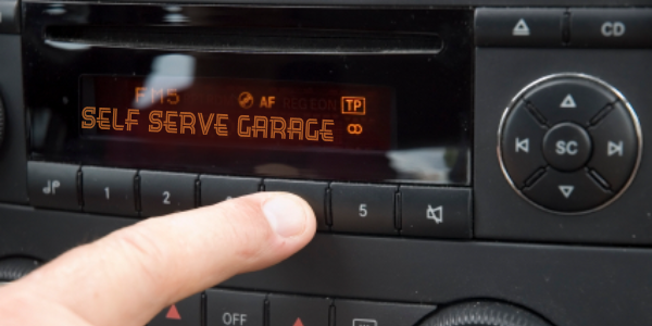 Picture of a Radio with Self Serve Garage on the Display